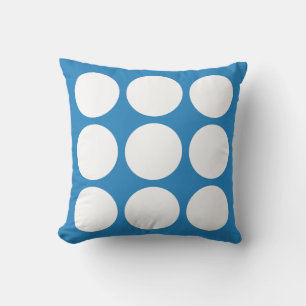 Royal Pastel Blue & White Abstract Circle Design Cushion