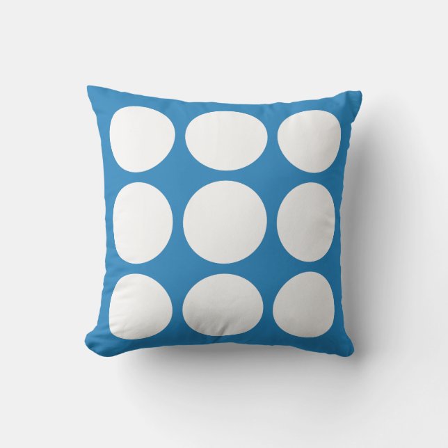 Royal Pastel Blue & White Abstract Circle Design Cushion (Front)