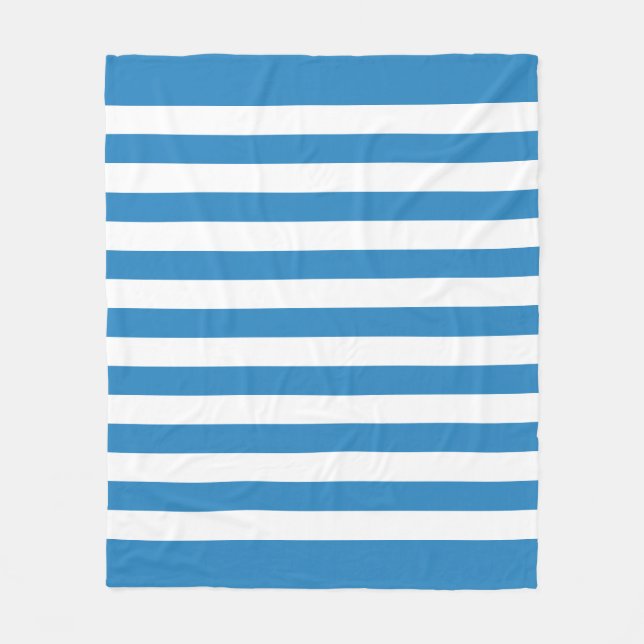 Royal Pastel Blue & White Lines Fleece Blanket (Front)
