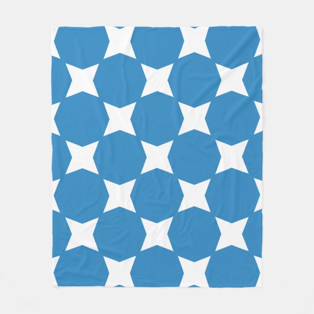 Royal Pastel Blue & White Star Pattern Design Fleece Blanket (Front)