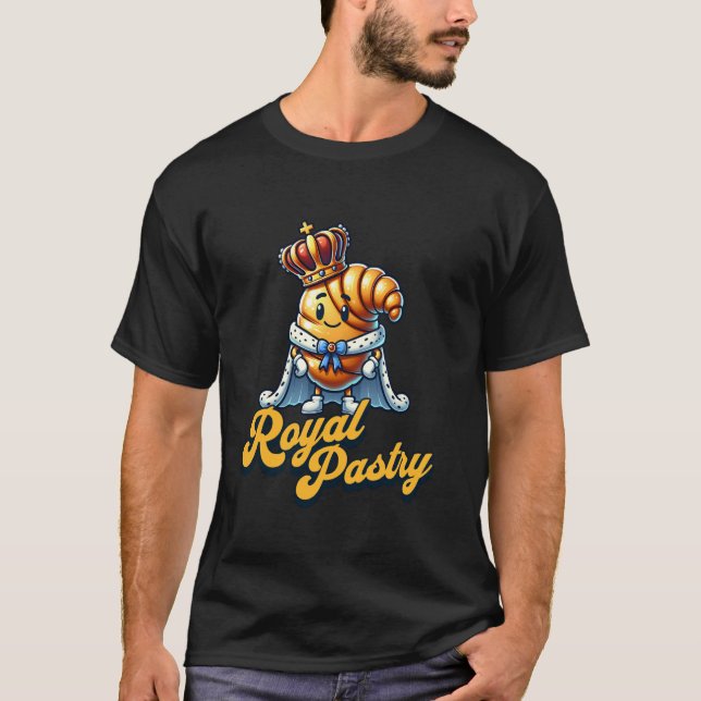 Royal Pastry Croissant Cute Cartoon Royalty T-Shirt (Front)
