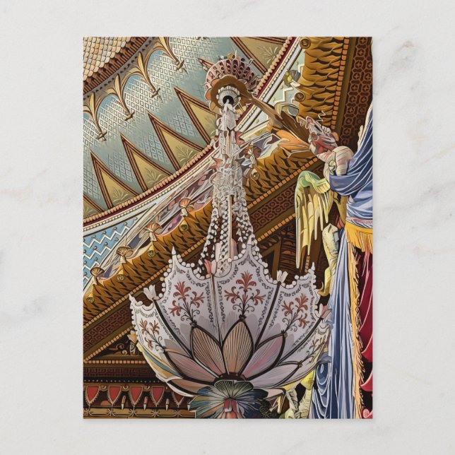 Royal Pavilion Ceiling & Chandelier Print Postcard (Front)