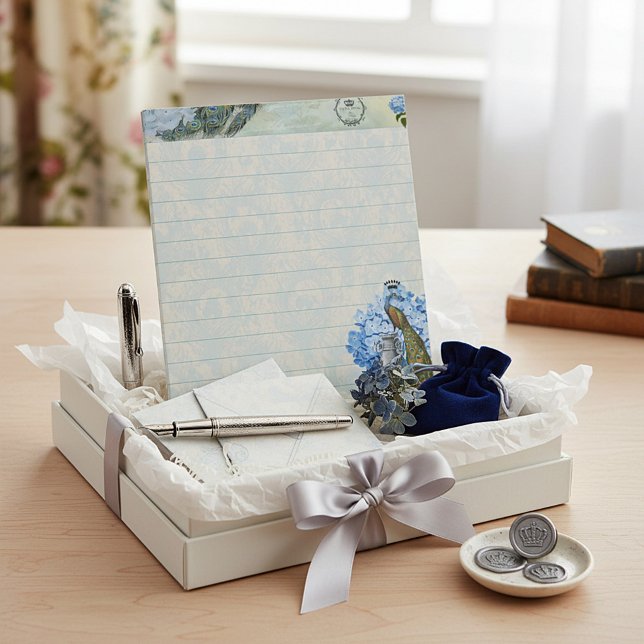 Royal peacock and hydrangea notepad (Creator Uploaded)