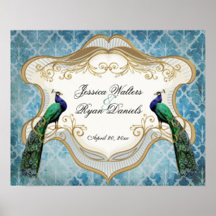 Royal Peacock Blue Personalised Anniversary Poster