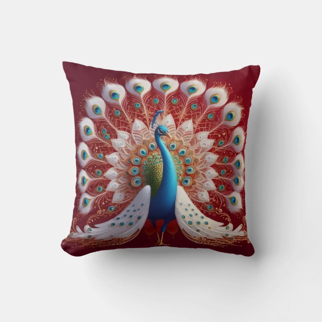 Royal Peacock Mandala Cushion (Front)