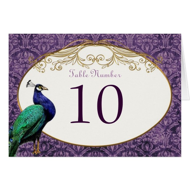 Royal Peacock (Purple) Table Number Card (Front Horizontal)