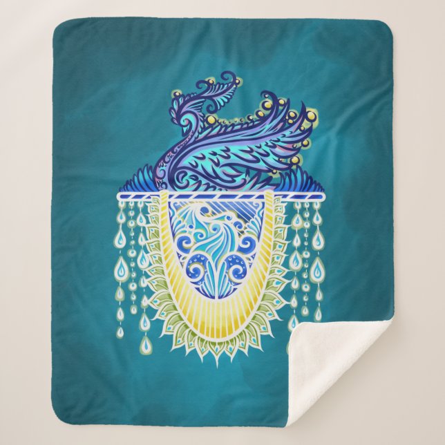 Royal Peacock Radiance Sherpa Blanket (Front)