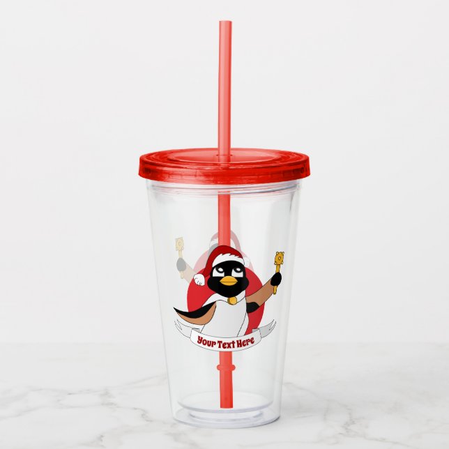 Royal penguin Christmas cartoon Acrylic Tumbler (Front)