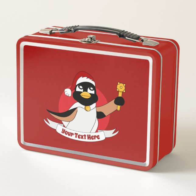 Royal penguin Christmas cartoon Metal Lunch Box (Front)