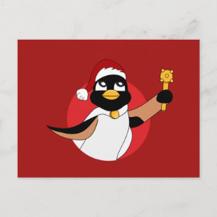 Royal penguin Christmas cartoon Postcard