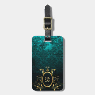 Royal Personalised Damask Turquoise Luggage Tag