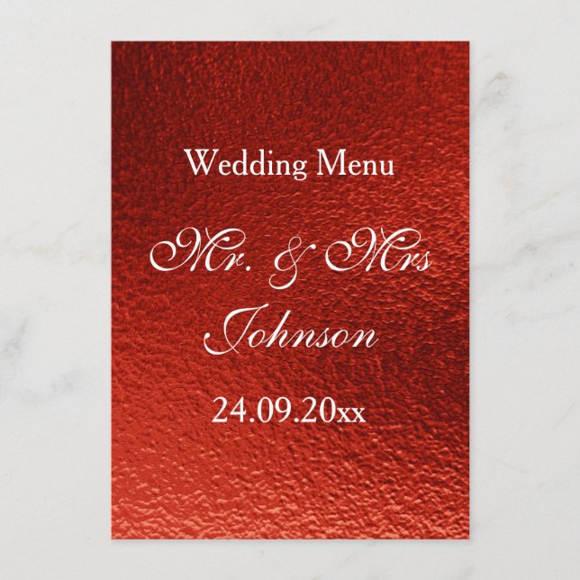 Royal Personalised Red Shiny Menu (Front)