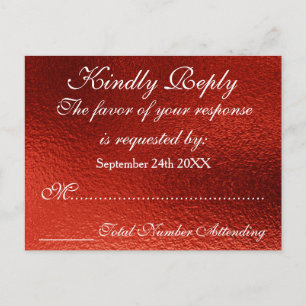 Royal Personalised RSVP Red Shiny Postcard