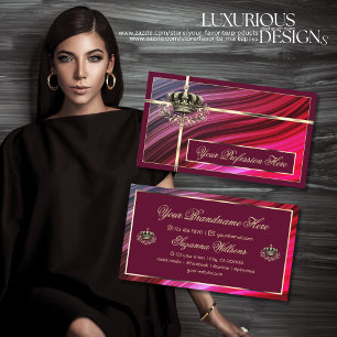 Royal Pink Burgundy Gold Crown Luxury and Nobly Business Card