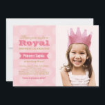 Royal Pink Gold Princess Girl Photo Birthday Party Invitation<br><div class="desc">A modern and stylish royal party invitation for your little princess!  Features custom text and photo with banner and polka dot patterned background.  Bright pink and light pink with white and gold accent colours.</div>