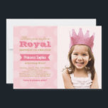 Royal Pink Gold Princess Girl Photo Birthday Party Invitation<br><div class="desc">A modern and stylish royal party invitation for your little princess!  Features custom text and photo with banner and polka dot patterned background.  Bright pink and light pink with white and gold accent colours.</div>