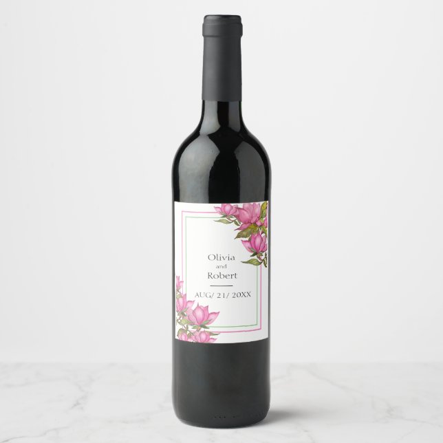 Royal pink magnolias wine label (Front)