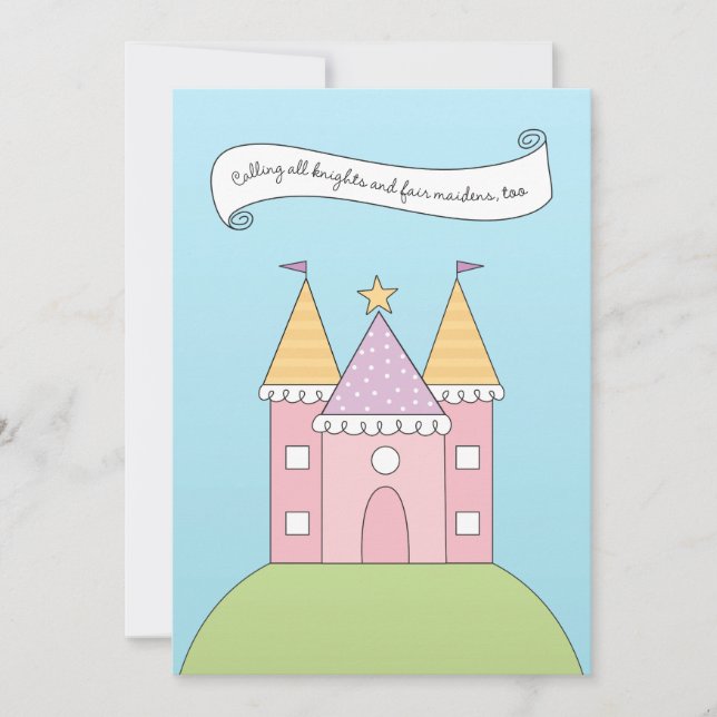 Royal Pink Princess Castle Birthday Party Invitation (Front)