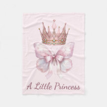 Royal Pink Princess Crown Butterfly Baby Blanket