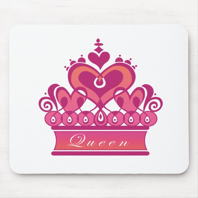 Royal Pink Queens Crown With Hearts Mouse Pad (Front)