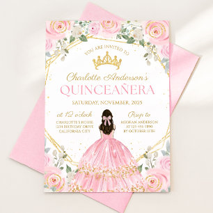Royal Pink Quinceañera Mis Quince Invitation