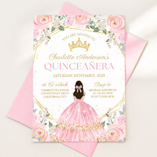 Royal Pink Quinceañera Mis Quince Invitation