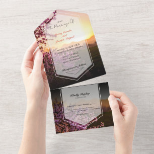 Royal Pink Rose  All In One Invitation