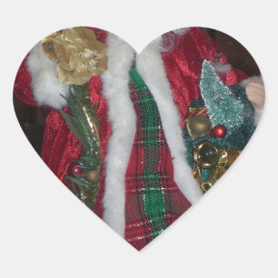 Royal Plaid Hohoho Santa Merry Christmas Heart Sticker