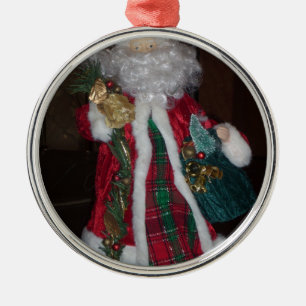 Royal Plaid Hohoho Santa Merry Christmas  Metal Tree Decoration