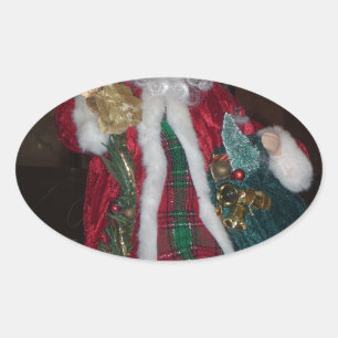 Royal Plaid Hohoho Santa Merry Christmas  Oval Sticker