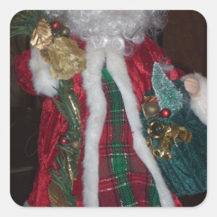 Royal Plaid Hohoho Santa Merry Christmas Square Sticker