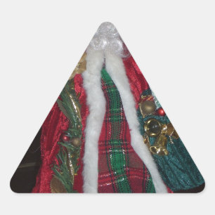 Royal Plaid Hohoho Santa Merry Christmas Triangle Sticker