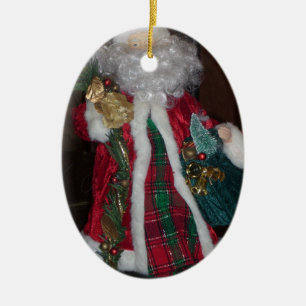 Royal Plaid Santa Collection. Ceramic Tree Decoration