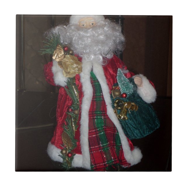 Royal Plaid Santa Collection. Tile (Front)