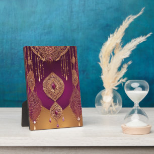 Royal Plum and Gold Indian Wedding Keepsake AI art Plaque