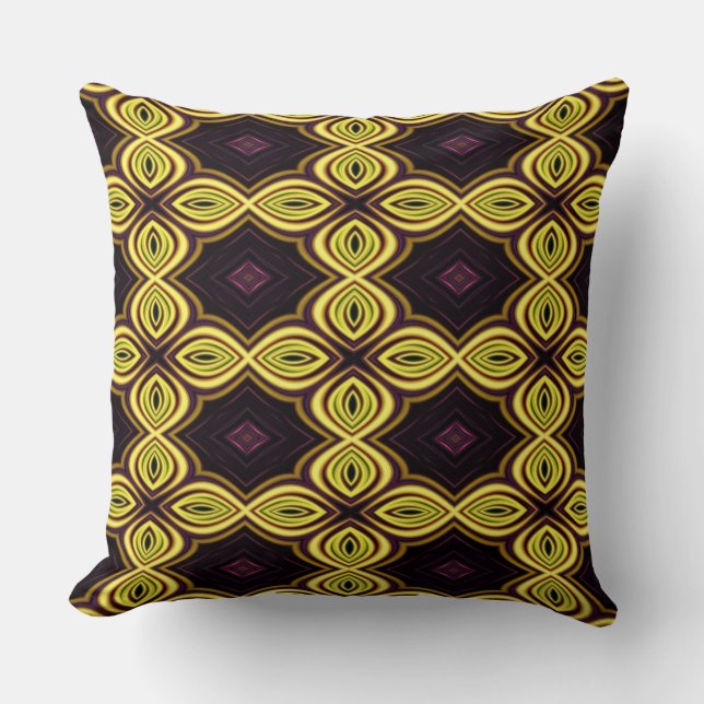Royal Plum and Yellow Throw Pillow (Front)