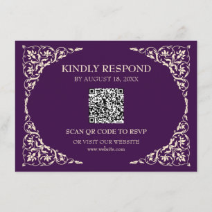 Royal Plum QR RSVP Card