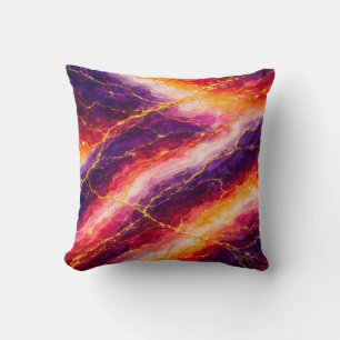Royal Plum & Raspberry Marble with Gold Veining Cushion