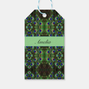 Royal Plumage - Luxe Peacock Feather Pattern  Gift Tags