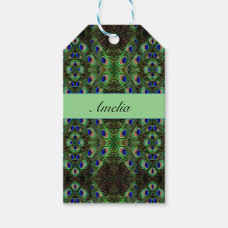 Royal Plumage - Luxe Peacock Feather Pattern Gift Tags