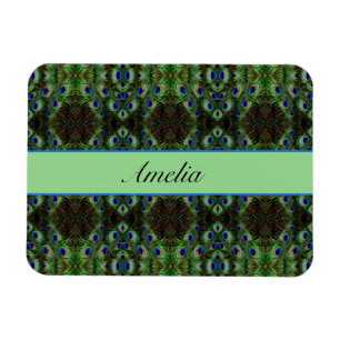 Royal Plumage - Luxe Peacock Feather Pattern  Magnet