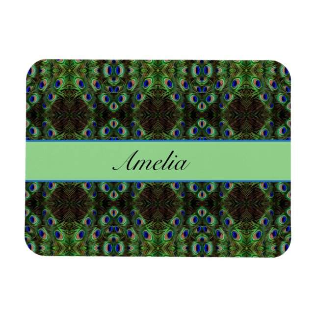 Royal Plumage - Luxe Peacock Feather Pattern  Magnet (Horizontal)