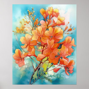 Royal Poinciana Bouquet Watercolor Poster