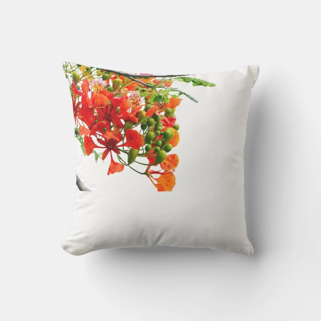 Royal Poinciana,Gulmohar Floral Throw Pillow Cover (Front)