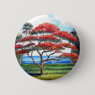 Royal Poinciana Tree Art 6 Cm Round Badge