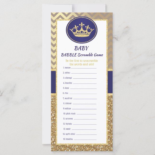 Royal Prince Baby Babble Word Scramble Game (Front)