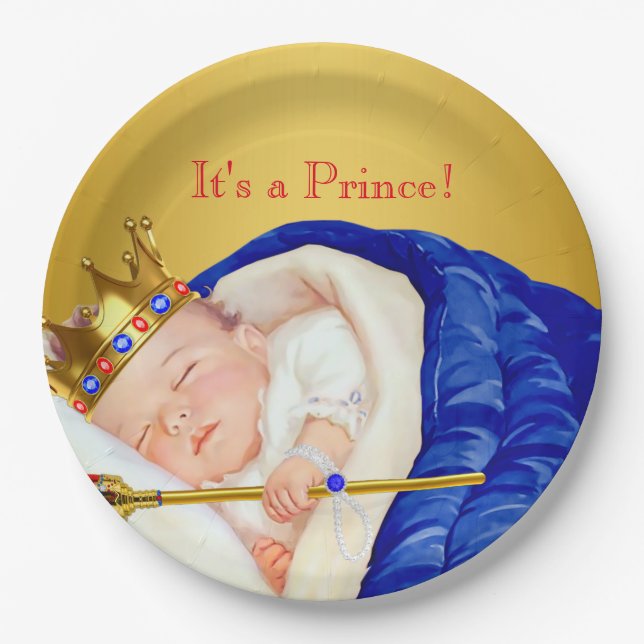 Royal Prince Baby Shower Paper Plate (Front)