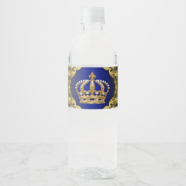 Royal Prince Baby Shower Water Bottle Labels (Front)