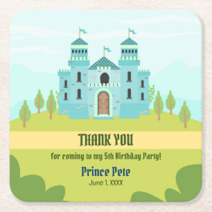 Royal Prince Boy Birthday Party Square Paper Coaster