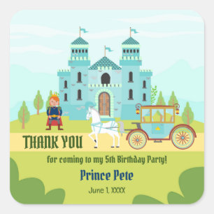 Royal Prince Boy Birthday Party Square Sticker